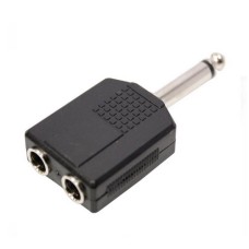 Adaptador conector mono macho de 6.5 mm a 6.5 mm PLASTICO NEGRO