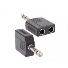 Adaptador conector estéreo macho de 6.5 mm a 6.5 mm PLASTICO NEGRO