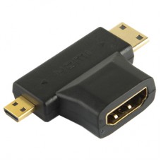Adaptador 3 in 1 HDMI Hembra a Mini HDMI Macho + Micro HDMI macho