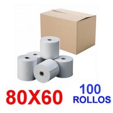 Papel Térmico para Impresora Fiscal 80mmx60mm BOX (CAJA 100 ROLLOS)